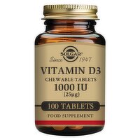Solgar Vitamin D3 1000 IU (25 μg) 100 Chewable Tablets