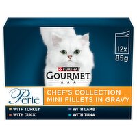 GOURMET Perle Chef's Collection Mini Fillets in Gravy Wet Cat Food 12x85g