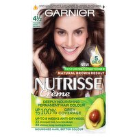 Garnier Nutrisse Crème Hair Dye, Vegan, 4.5 Medium Dark Brown, rich and natural-looking hair.
