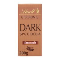 Lindt Cooking Chocolate Bar Dark 51% Cocoa 200g