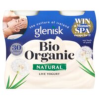 Glenisk Bio Organic Natural Live Yogurt 4 x 125g (500g)