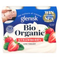 Glenisk Bio Organic Strawberry Live Yogurt 4 x 125g (500g)