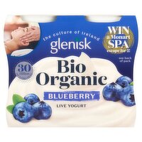 Glenisk Bio Organic Blueberry Live Yogurt 4 x 125g (500g)