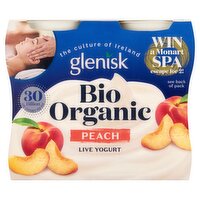 Glenisk Bio Organic Peach Live Yogurt 4 x 125g (500g)