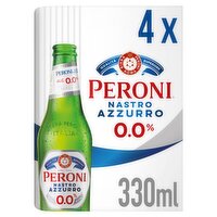 Peroni Nastro Azzurro 0.0% Italian Non-Alcoholic Beer 4 x 330ml Bottles