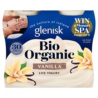 Glenisk Bio Organic Vanilla Live Yogurt 4 x 125g (500g)