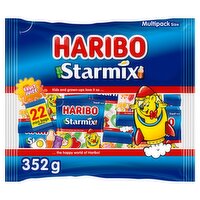 HARIBO Starmix Minis Fruit & Cola Flavour Jelly & Foam Sweets 22 x 16g Fun Size Bags Multipack 352g