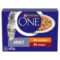 PURINA ONE Mini Fillets Chicken and Beef Wet Cat Food 8x85g