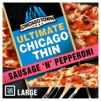 Chicago Town Thin Crust Sausage 'N' Pepperoni Pizza 431g