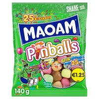 MAOAM Pinballs Fruit & Cola Flavour Chewy Sweets Sharing Bag 140g