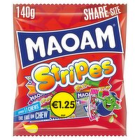 MAOAM Stripes Fruit & Cola Flavour Chewy Sweets Sharing Bag 140g