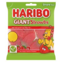 HARIBO Giant Strawbs Strawberry Flavour Chewy Jelly Sweets Sharing Bag 140g