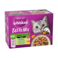 WHISKAS 1+ TASTY MIX Chefs Choice Wet Cat Food Pouches in Gravy 12 x 85g