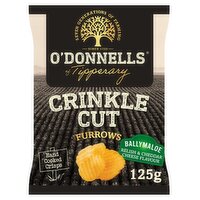 O'Donnells Crinkle Cut Furrows Ballymaloe Relish & Cheddar Cheese Flavour Hand Cooked Crisps 125g