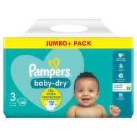 Pampers Baby-Dry Size 3, 98 Nappies, 6kg-10kg