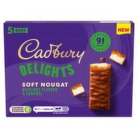Cadbury Delights Hazelnut & Caramel 91 Calorie Chocolate Nougat Bar 5 Pack Multipack 110g