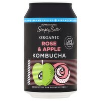 Dunnes Stores Simply Better Organic Rose & Apple Kombucha 330ml