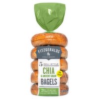 Fitzgeralds Family Bakery 5 Deli Style Chia & Ancient Grain Bagels 425g