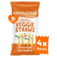 Kiddylicious Sour Cream & Chive Flavour Veggie Straws 9+ Months 4 x 12g (48g)