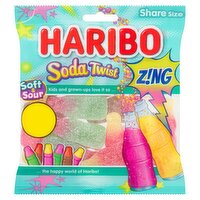 HARIBO Soda Twist Zing Fizzy jelly Sweets Sharing Bag 140g