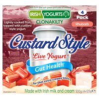 Irish Yogurts Rhubarb Custard Style Live Yogurt 4 x 125g (500g)