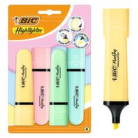 BIC Flat Highlighter Pens Pastel x4