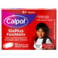Calpol SixPlus FastMelts 6+ Years Strawberry Flavour 12 Melt in the Mouth Tablets