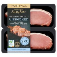 Dunnes Stores Simply Better Traditional Cut Unsmoked Dry Cured Irish Back Rashers 2 x 240g (480g)