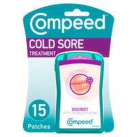 Compeed Hydrocolloid Cold Sore Treatment Patches (15 Invisible Plasters for Cold Sores) - 12 Hours Protection from Water, Bacteria & Viruses - Discreet, Easy to Apply Patches with Patch Applicator