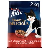 FELIX Doubly Delicious Beef, Chicken & Veg Dry Cat Food 2kg
