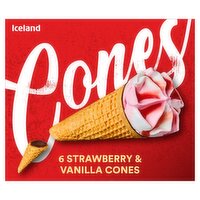 Iceland 6 Strawberry & Vanilla Cones 372g