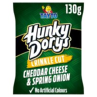 Tayto Hunky Dorys Cheddar Cheese & Spring Onion Flavour Crinkle Cut Potato Crisps 130g