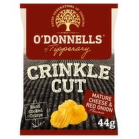  O'Donnells Crinkle Cut Furrows Mature Cheese & Red Onion Flavour Hand Cooked Crisps 44g