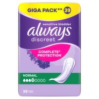 Always Discreet Incontinence Pads Women Normal 39 Count