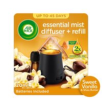 Air Wick Sweet Vanilla & Shea Butter Mist Diffuser 20ml. Lasts up to 45 days. Air Freshener.