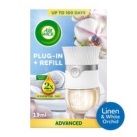 Air Wick Linen & White Orchid Plug-In Kit 19ml. Lasts up to 100 days. Air Freshener.
