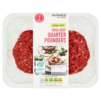 Dunnes Stores 2 Irish Beef Low Fat Quarter Pounders Burgers 227g