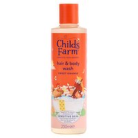 Childs Farm Sweet Orange Hair & Body Wash 250ml Gentle Tear-free Formula for Kids, Babies & Sensitive Skin