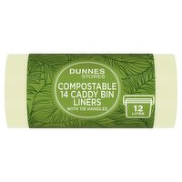 Dunnes Stores Compostable 14 Caddy Bin Liners with Tie Handles 12 Litre