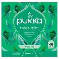 Pukka Three Mint Organic Herbal Tea 40 Sachets 64g