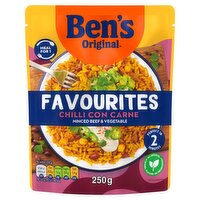 Bens Original Favourites Chilli con Carne Minced Beef and Vegetable Microwave Instant Meal 250g 
