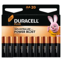 DURACELL Plus AA Batteries (20 Pack) – Power Boost Alkaline Batteries 1.5V