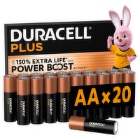 DURACELL Plus AA Batteries (20 Pack) – Power Boost Alkaline Batteries 1.5V
