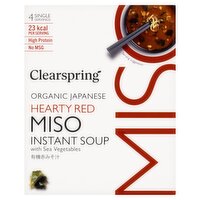 Clearspring Organic Japanese Hearty Red Miso Instant Soup 32g (4 x 8g)