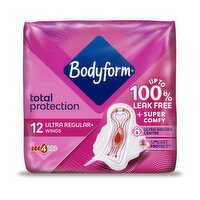 Bodyform Total Protection Ultra Normal Sanitary Towels Wings 12 pack