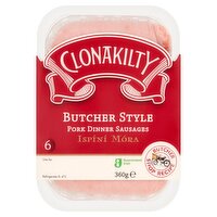 Clonakilty 6 Butcher Style Pork Dinner Sausages 360g