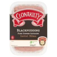 Clonakilty 6 Blackpudding Pork Dinner Sausages 360g