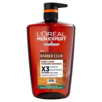 L'Oréal Men Expert Barber Club Shower Gel XXL. 3-in-1 Wash for Body, Hair & Beard. 1L.