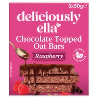 Deliciously Ella Raspberry Chocolate Topped Oat Bars 3 x 50g
