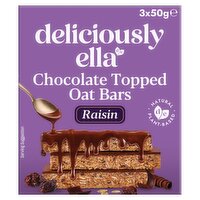 Deliciously Ella Raisin Chocolate Topped Oat Bars 3 x 50g